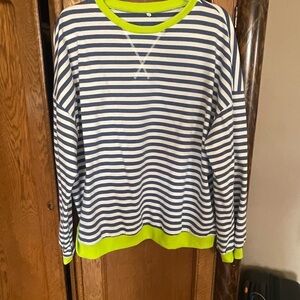 Striped Long Sleeve Shirt with Neon Accents